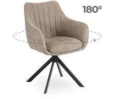 Fotelis BAJA ruda, apmušta, besisukanti kėdė su „Boucle“ audiniu, moderni