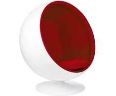 Fotelis BALL, baltos/raudonos sp.
