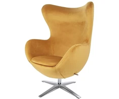 Fotelis EGG SZEROKI VELVET, geltonas