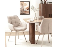 Fotelis Minkštas pasukamas krėslas MOND kreminės spalvos modernus