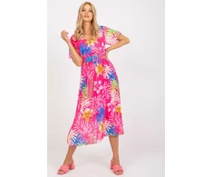 Fuksijos spalvos gėlėta suknelė Italy Moda