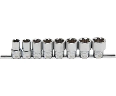GALVUČIŲ RINKINYS, T-STAR PLUS (TORX PLUS) | 12,5 MM (1/2") KVADRATINĖ PAVARA | 18EP–32EP | 8 VNT. (8806)