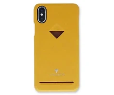Garstyčių geltonas telefono dėklas su kortelių skyriumi, skirtas iPhone X/XS