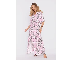 Gėlių rašto suknelė su kimono rankovėmis Moe