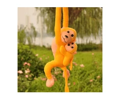 Lean Toys Pliušinė Beždžionė su Mažyliu, Geltona, 90 cm