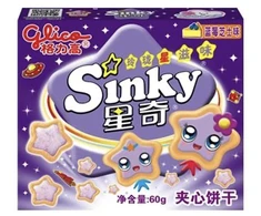 Glico Sinky Biscuits Blueberry Cheesecake Flavor 60g x 24 pcs (CHI)