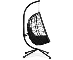 „Cocoon“ pakabinama kėdė, laisvai stovinti, supamoji sodo kėdė, iki 120 kg, pagalvėlės, juodos, „MultiGarden“