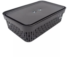 Grandininis pjūklas Plastikinė dėžė su dangčiu 40×30×13 cm JUODA