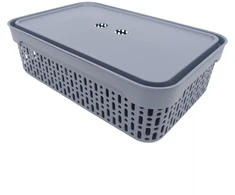 Grandininis pjūklas Plastikinė dėžė su dangčiu 40×30×13 cm PILKA
