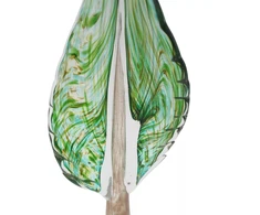 Grandininis pjūklas Stiklinė dekoracija „Lapas“, 12×7×32.5 cm Žalias