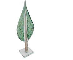 Grandininis pjūklas Stiklinė dekoracija „Lapas“, 13×9×41 cm ŽALIAS