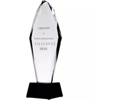 Graviruotas stiklinis trofėjus, 31 cm
