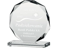Graviruotas stiklinis trofėjus, aukštis 19 cm