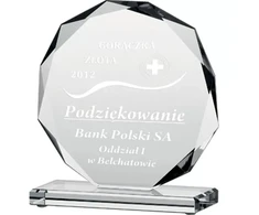 Graviruotas stiklinis trofėjus, aukštis 19 cm