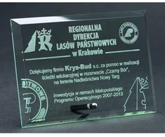 Graviruotas stiklinis trofėjus
