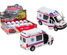 Lean Toys Baltas greitosios pagalbos automobilis 1:32 su šviesos ir garso efektais