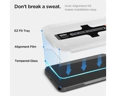 Grūdintas stiklas iPhone 13 / 13 Pro / 14 su Spigen Glas.tR EZ FIT aplikatoriumi (2 vnt.)