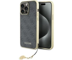 Guess GUHCP15XGF4GGR iPhone 15 Pro Max 6.7" pilka/pilkas kietas dėklas 4G Charms Collection