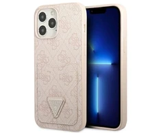 Guess GUHCP13LP4TPP Apple iPhone 13 Pro / 13 6,1″ rožinės spalvos kietas dėklas 4G Triangle Logo Cardslot