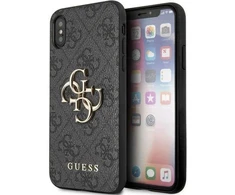 Guess GUHCPX4GMGGR Apple iPhone X/XS pilkas kietas dėklas 4G Big Metal Logo