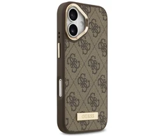 Guess 4G Logo Plate MagSafe dėklas skirtas Apple iPhone 17 rudos spalvos
