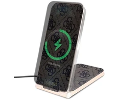 Guess 4G Pattern MagSafe sulankstomas 2in1 15W indukcinis įkroviklis - rudas