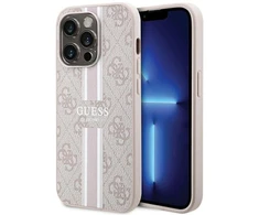 Guess GUHMP15LP4RPSP Apple iPhone 15 Pro 6.1″ rožinės spalvos kietas dėklas 4G Printed Stripes MagSafe