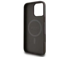 Guess 4G Ring Classic logo MagSafe iPhone 16 Pro dėklas – rudos spalvos