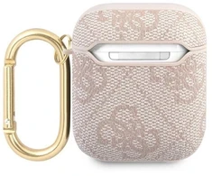 Guess 4G Script Metal Collection dėklas AirPods 1 / 2 - Rožinis
