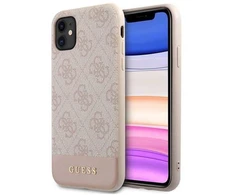 Guess GUHCN61G4GLPI Apple iPhone 11 6,1″/ Xr rožinės spalvos kietas dėklas 4G Stripe Collection