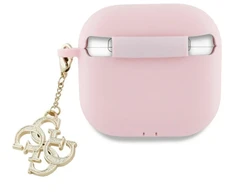 Guess AirPods 4 dėklas, silikoninis, 4G Charm - rožinis