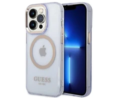 „Guess“ auksinis permatomas „MagSafe“ dėklas, skirtas „iPhone 14 Pro Max 6.7“ - Violetinė