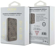 Guess belaidė išorinė baterija 5000mAh, 15W, ruda, MagSafe