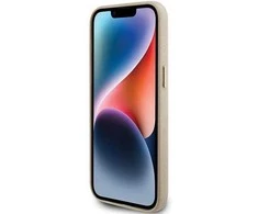 Guess blizgantis blizgus dėklas su užrašu iPhone 15 Pro Max - Auksinis