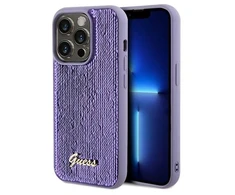 Guess GUHCP13XPSFDGSU Apple iPhone 13 Pro Max 6.7″ violetinės spalvos kietas dėklas Sequin Script Metal