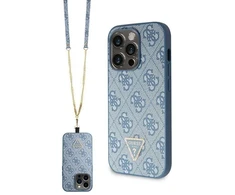 Guess GUHCP14XP4TDSCPB Apple iPhone 14 Pro Max 6.7″ mėlynas kietas dėklas Crossbody 4G Metal Logo
