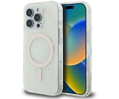 Guess GUHMP16LH4DTEH Apple iPhone 16 Pro 6.3″ baltos spalvos kietas dėklas IML 4G Background MagSafe