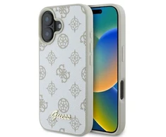 Guess GUHMP16SPGPYSH Apple iPhone 16 6.1″ baltos spalvos kietas dėklas Peony Script Logo MagSafe