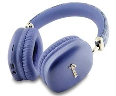 Dėklas Guess GCube metalinės Bluetooth ausinės su logotipu - violetinės spalvos