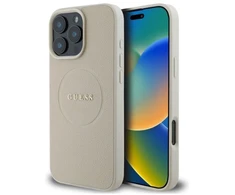 Guess GUHMP16XPGHSMME Apple iPhone 16 Pro Max 6.9″ beige kietas dėklas Grained Ring MagSafe