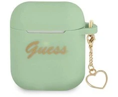 Dėklas Guess GUA2LSCHSN AirPods dangtelis žalias/žalias Silikoninis žavesys Heart Collection