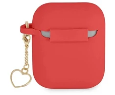 Guess GUA2LSCHSR AirPods dėklas raudonas/raudonas Silikonas Charm Heart Collection