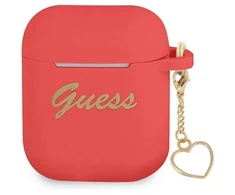 Guess GUA2LSCHSR AirPods dėklas raudonas/raudonas Silikonas Charm Heart Collection
