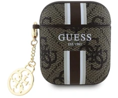 Guess GUA2P4RPSW dėklas AirPods 1/2 rudas/rudas 4G spaudinių juostelių pakabukas