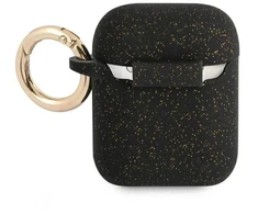 Guess GUA2SGGEK AirPods dėklas juodas/juodas Silikoninis su blizgučiais