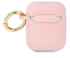 Guess GUA2SSSI silikoninis AirPods dėklas, rožinė/rožinė, Vintage Script