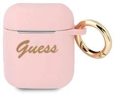 Guess GUA2SSSI silikoninis AirPods dėklas, rožinė/rožinė, Vintage Script
