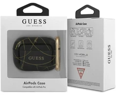 Guess GUACAPTPUCHBK dėklas AirPods Pro, juoda/juoda, Auksinės grandinėlės kolekcija