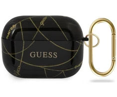 Guess GUACAPTPUCHBK dėklas AirPods Pro, juoda/juoda, Auksinės grandinėlės kolekcija