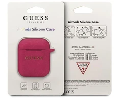 Guess GUACCSILGLFU AirPods dėklas fuksijų spalvos silikonas su blizgučiais